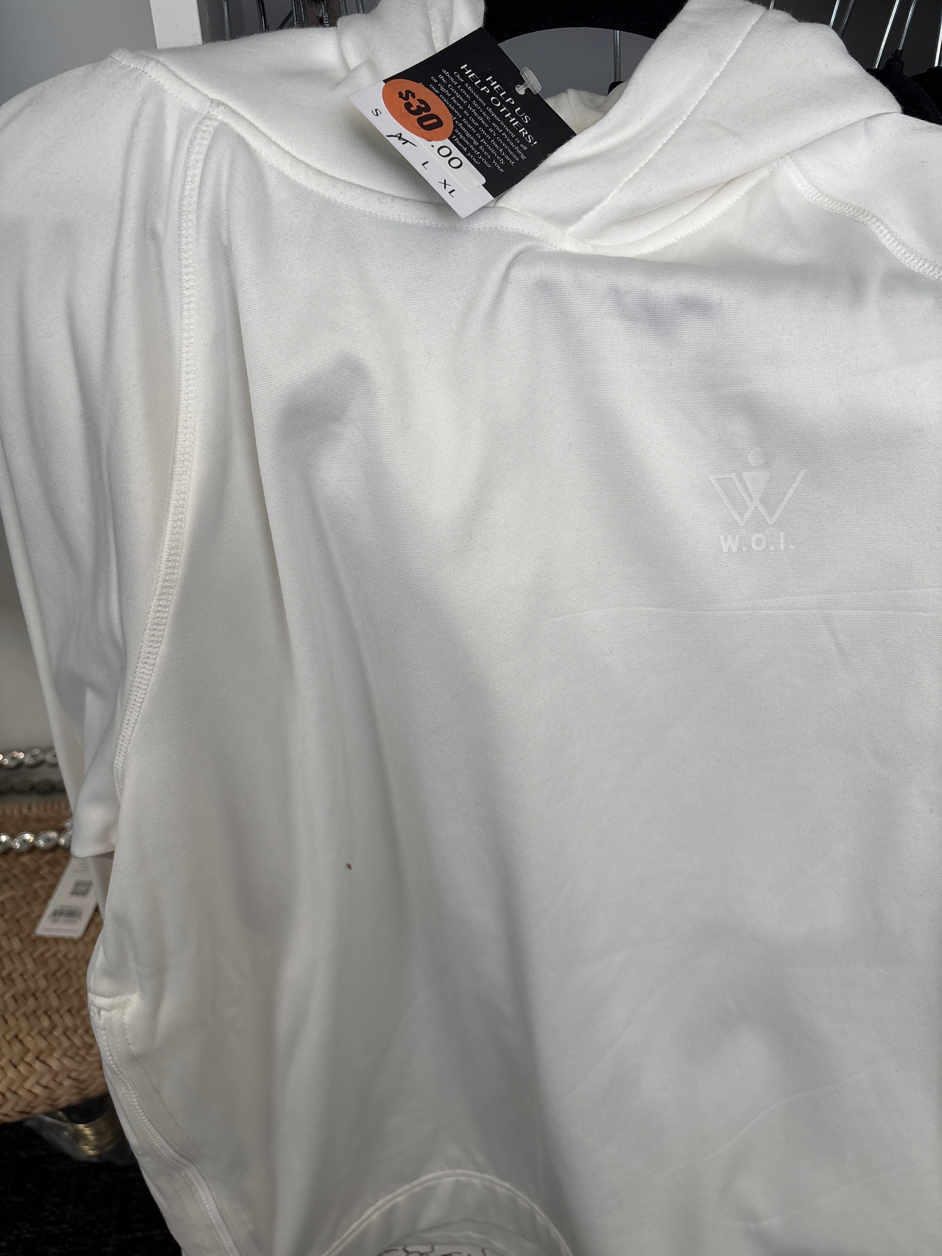 WOI side zip hoodie-cream & a black