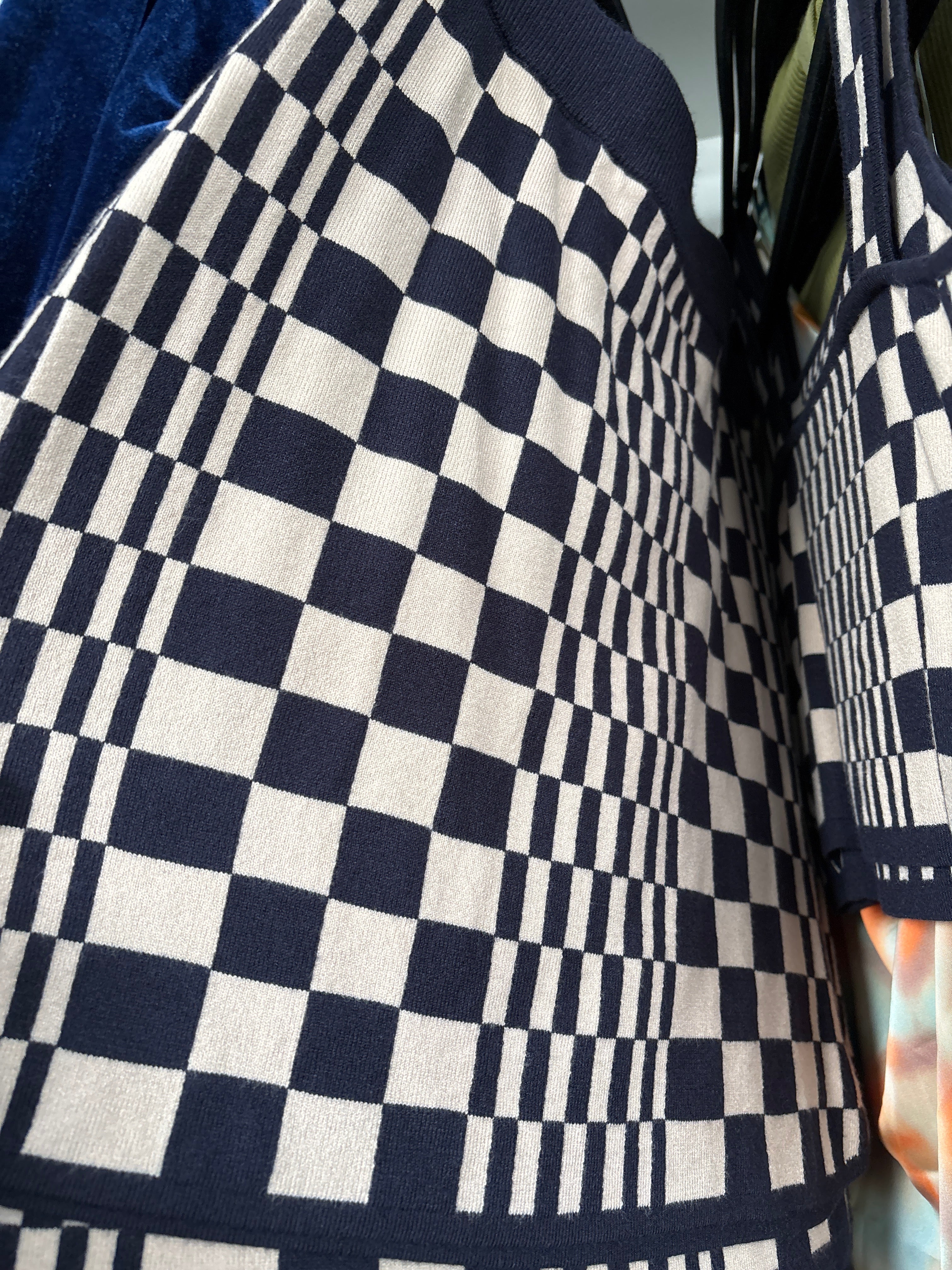 Blue /Cream check mini skirt