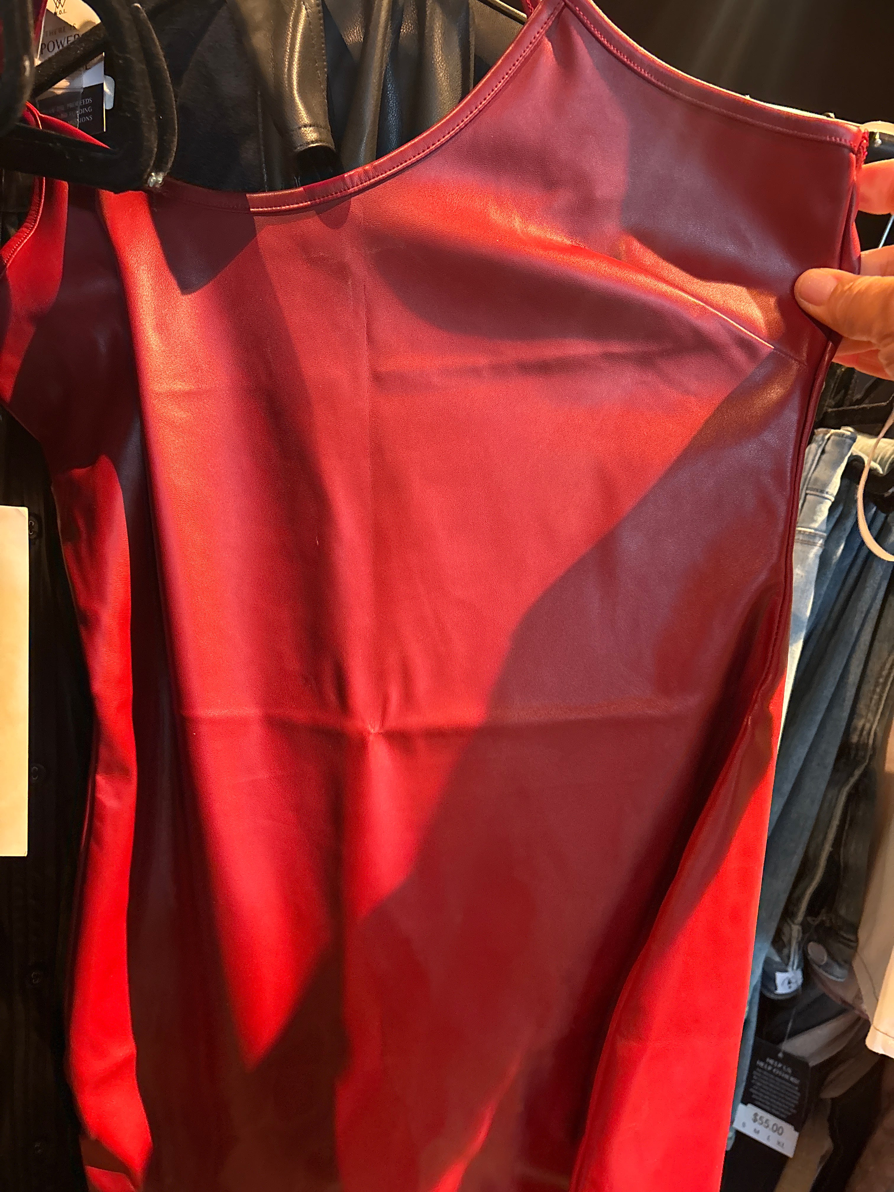 Faux red tank dress