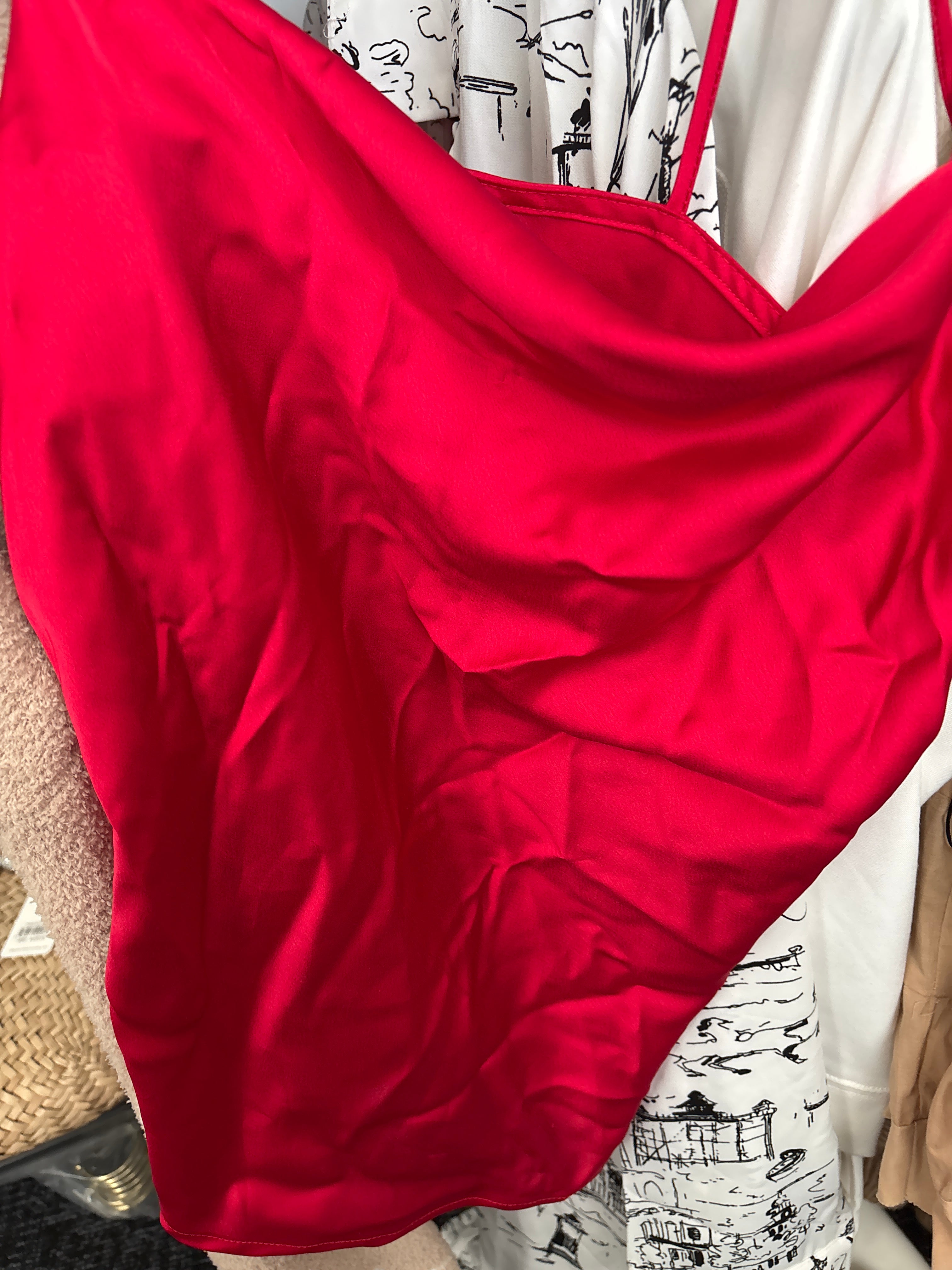 Silk Red Tank & black sleeveless