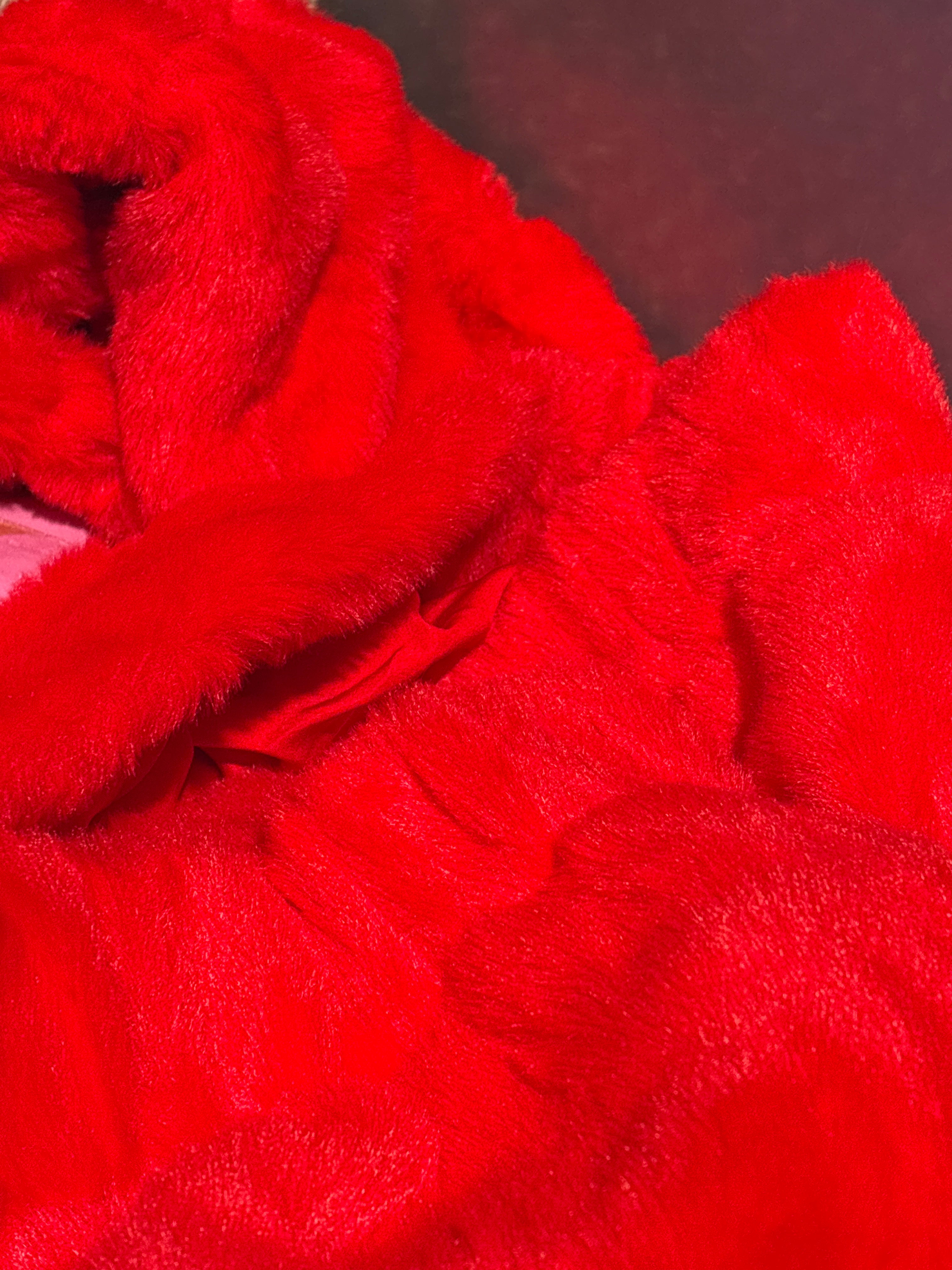 Red faux fur crop vest