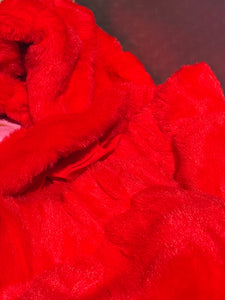 Red faux fur crop vest