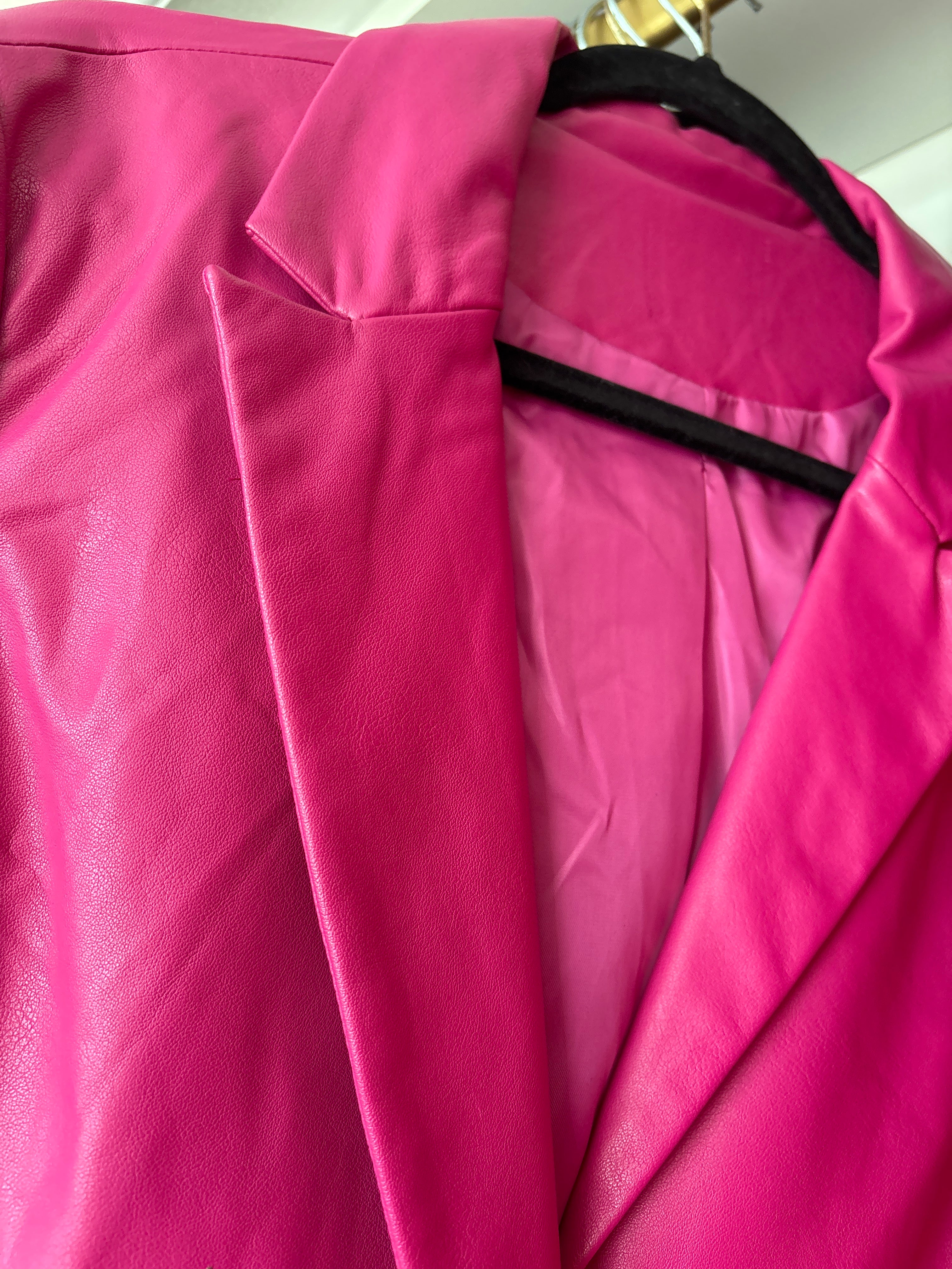 Pink Faux leather Jacket